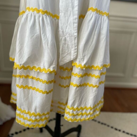 Lisa Marie Fernandez for Target Ric Rac Off The Shoulder Dress White Yellow XL - Picture 7 of 12